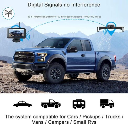 مجموعة الكاميرا العكسية للإرسال اللاسلكي الرقمي من YIMU، شاشة IPS عالية الدقة مقاس 5 بوصات، كاميرا رؤية ليلية عالية الدقة IP69، تركيب حامل لوحة الترخيص بنفسك in Kuwait
