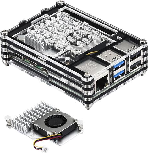 حافظة iUniker لـ Raspberry Pi 5 مع مبرد نشط لـ Raspberry Pi، مناسبة لمروحة Raspberry Pi 5 النشطة، حافظة لـ Raspberry Pi 5 شفافة (مع مبرد نشط رسمي) in Kuwait