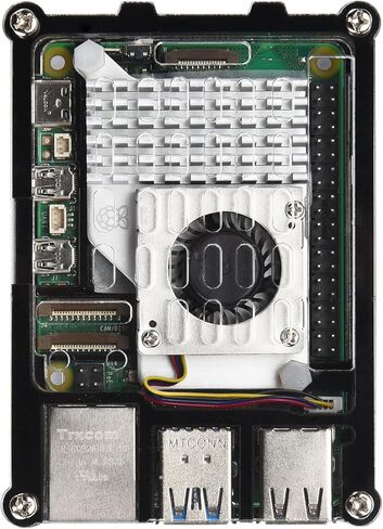 حافظة iUniker لـ Raspberry Pi 5 مع مبرد نشط لـ Raspberry Pi، مناسبة لمروحة Raspberry Pi 5 النشطة، حافظة لـ Raspberry Pi 5 شفافة (مع مبرد نشط رسمي) in Kuwait