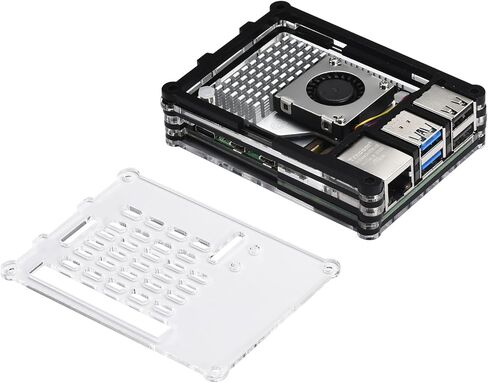 حافظة iUniker لـ Raspberry Pi 5 مع مبرد نشط لـ Raspberry Pi، مناسبة لمروحة Raspberry Pi 5 النشطة، حافظة لـ Raspberry Pi 5 شفافة (مع مبرد نشط رسمي) in Kuwait