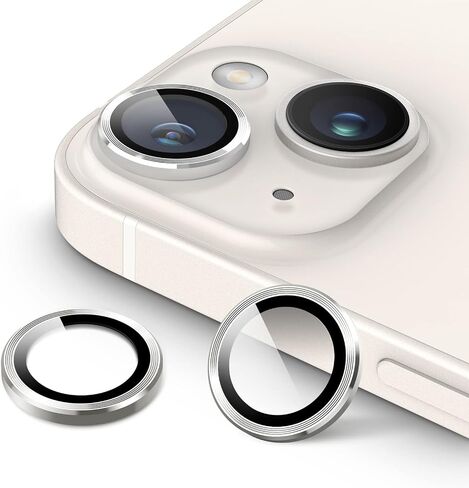 واقي عدسة الكاميرا JETech لهاتف iPhone 14 6.1 بوصة وiPhone 14 Plus 6.7 بوصة، غطاء حلقة فردي معدني من الزجاج المقسى 9H، شفاف عالي الدقة، عبوتان (أزرق) in Kuwait