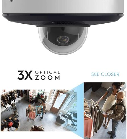 كاميرا Amcrest ProHD 1080P PTZ في الهواء الطلق، كاميرا 2MP خارجية Vandal Dome IP PoE (تكبير بصري 3X) IK08 مقاومة للتخريب، IP66 مقاومة للطقس، رؤية ليلية تصل إلى 49 قدمًا، عموم/إمالة (IP2M-866EW) (أبيض) in Saudi Arabia