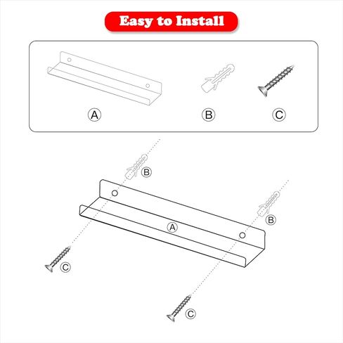 SOMOLUX Vinyl Record Shelf Wall Mount, Acrylic Album Record Holder Wall Mount for Display Listening Records Collection and Decoration 6 Pack 7'' White in Kuwait