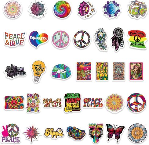 JoyJoy 101PCS Psychedelic Hippie Stickers for Teens Adult Waterproof Water Bottle Car Bike Guitar Skateboard Luggage Greeting Card Gift Box Trippy Stickers in Saudi Arabia