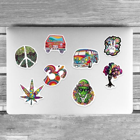 JoyJoy 101PCS Psychedelic Hippie Stickers for Teens Adult Waterproof Water Bottle Car Bike Guitar Skateboard Luggage Greeting Card Gift Box Trippy Stickers in Saudi Arabia