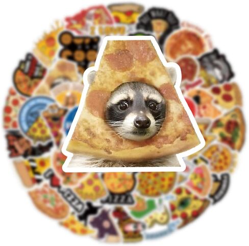 52 قطعة من ملصقات طعام البيتزا للاطفال، ملصقات فينيل مقاومة للماء للابتوب وممتص الصدمات وزجاجات المياه والكمبيوتر والجوال والقبعة الصلبة وملصقات السيارة in Kuwait