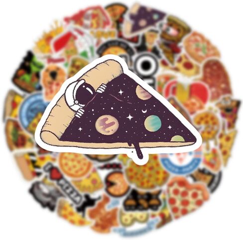 52 قطعة من ملصقات طعام البيتزا للاطفال، ملصقات فينيل مقاومة للماء للابتوب وممتص الصدمات وزجاجات المياه والكمبيوتر والجوال والقبعة الصلبة وملصقات السيارة in Kuwait