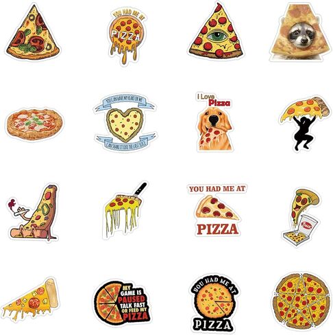 52 قطعة من ملصقات طعام البيتزا للاطفال، ملصقات فينيل مقاومة للماء للابتوب وممتص الصدمات وزجاجات المياه والكمبيوتر والجوال والقبعة الصلبة وملصقات السيارة in Kuwait