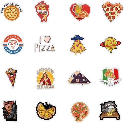 52 قطعة من ملصقات طعام البيتزا للاطفال، ملصقات فينيل مقاومة للماء للابتوب وممتص الصدمات وزجاجات المياه والكمبيوتر والجوال والقبعة الصلبة وملصقات السيارة in Kuwait