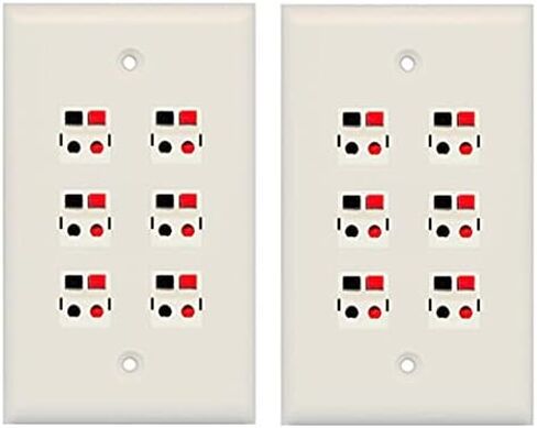 RiteAV 6 Port Speaker Jack Single Gang Wall Plate for Home Theater - White in Kuwait