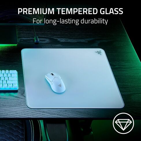 قاعدة ماوس الألعاب من الزجاج المقوى Razer Atlas: سطح فائق النعومة محفور بدقة - مقاوم للأوساخ والخدش - قاعدة مضادة للانزلاق - حركات ماوس هادئة - أسود in Kuwait