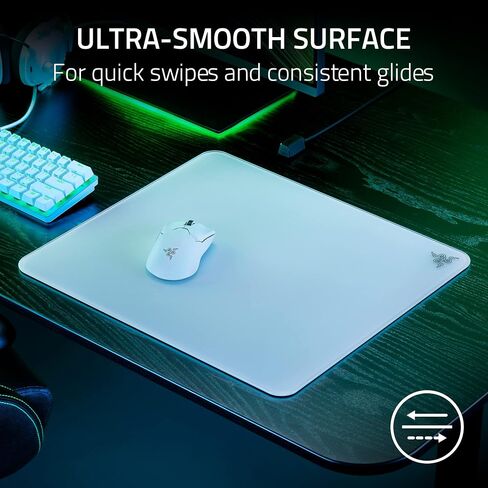 قاعدة ماوس الألعاب من الزجاج المقوى Razer Atlas: سطح فائق النعومة محفور بدقة - مقاوم للأوساخ والخدش - قاعدة مضادة للانزلاق - حركات ماوس هادئة - أسود in Kuwait