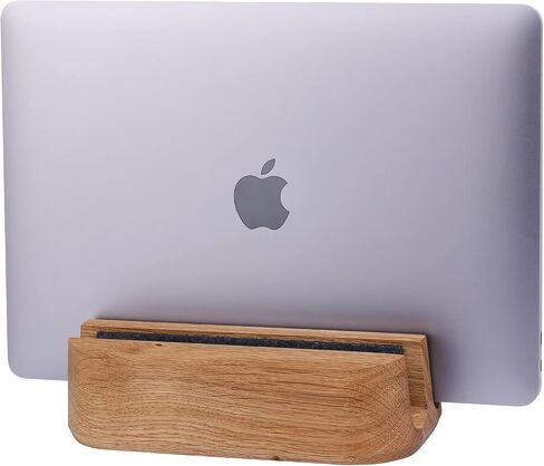 THEHRDWOOD حامل كمبيوتر محمول مزدوج حامل كمبيوتر محمول عمودي للمكتب - جميع أجهزة MacBook حامل عمودي يصل سمكه إلى 0.7 بوصة - حامل عمودي للكمبيوتر المحمول مصنوع يدويًا من الخشب الطبيعي - حامل MacBook (بلوط واحد) in Kuwait