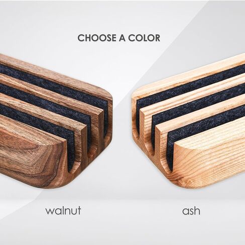 Triple Laptop Stand Vertical Laptop Holder - Vertical Laptop Stand for Desk - Laptop Holder - Handmade of Natural Wood (Triple Walnut) in Kuwait