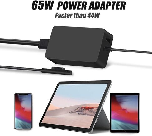 شاحن Surface Pro، محول طاقة 65 وات مناسب لجهاز Microsoft Surface Pro 3، 4، 5، 6، 7، 8، X Windows Surface Laptop 4 3 2 1 Studio & Book 3 2 1 & Tablet، Surface Go 2 3 سلك إمداد الطاقة in Saudi Arabia
