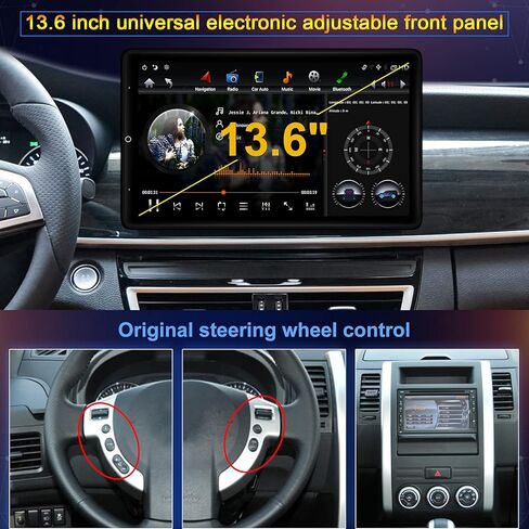 13.6 inch Tesla Style Android Car Stereo with Wireless Carplay,Tesla Radio Universal,1 Din Electric Automatic Rotation Touch Screen Bluetooth for Toyota Ford Honda Nissan Jeep (Android 9.0 4G+64) in Kuwait