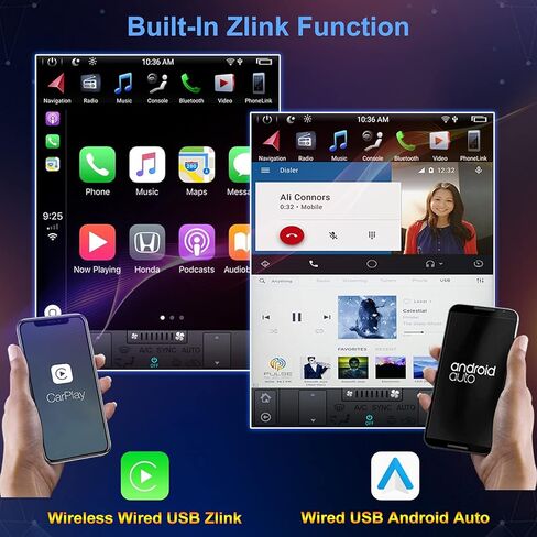 13.6 inch Tesla Style Android Car Stereo with Wireless Carplay,Tesla Radio Universal,1 Din Electric Automatic Rotation Touch Screen Bluetooth for Toyota Ford Honda Nissan Jeep (Android 9.0 4G+64) in Kuwait