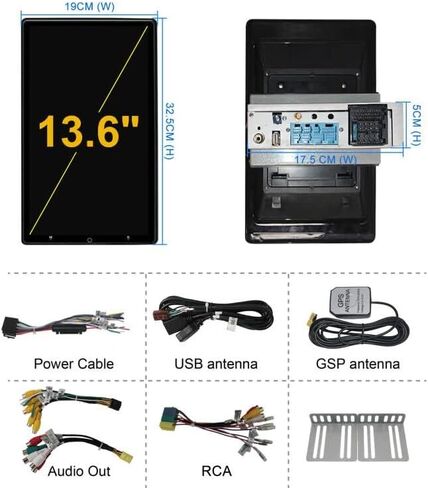 13.6 inch Tesla Style Android Car Stereo with Wireless Carplay,Tesla Radio Universal,1 Din Electric Automatic Rotation Touch Screen Bluetooth for Toyota Ford Honda Nissan Jeep (Android 9.0 4G+64) in Kuwait