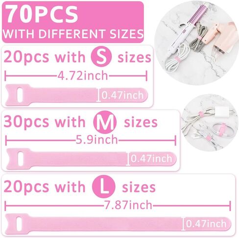 70pcs Cable Ties Reusable Black and White Wire Ties Cable Management Cord Ties Reusable for Electronics Hook and Loop Cable Ties for Computer 4 6 8 Inch in Kuwait