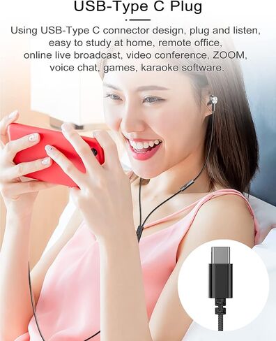 سماعة رأس USB C، سماعة أذن USB من النوع C مع ميكروفون معزول للضوضاء والتحكم في مستوى الصوت مع ستيريو ثقيل، متوافقة مع Samsung S20/S21/Note10 Huawei P30/Mate 30 Google Pixel in Saudi Arabia