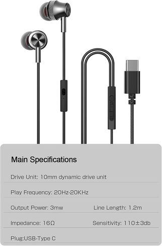 سماعة رأس USB C، سماعة أذن USB من النوع C مع ميكروفون معزول للضوضاء والتحكم في مستوى الصوت مع ستيريو ثقيل، متوافقة مع Samsung S20/S21/Note10 Huawei P30/Mate 30 Google Pixel in Saudi Arabia