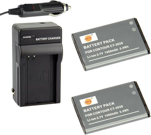 بديل DSTE لبطارية 2X CT-3650 + محول شاحن سيارة DC128 متوافق مع Vholdr ContourHD 720P 1080P HD1200 HD1300 HD1500 HD2035 HD2450 HD3200 HD3300 Contour GPS Contour 2+ in Saudi Arabia