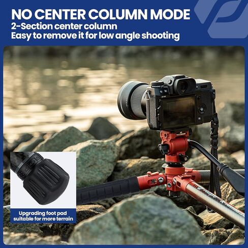 حامل ثلاثي القوائم للسفر من ألياف الكربون من Fotopro X-Aircross 2 مقاس 59 بوصة، لوحة سريعة التحرير برأس سائل بوزن 2.18 رطل، خفيفة الوزن ومحمولة وثابتة، حامل ثلاثي القوائم للسفر لكاميرا DSLR باللون الرمادي in Kuwait