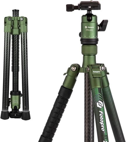 حامل ثلاثي القوائم للسفر من ألياف الكربون من Fotopro X-Aircross 2 مقاس 59 بوصة، لوحة سريعة التحرير برأس سائل بوزن 2.18 رطل، خفيفة الوزن ومحمولة وثابتة، حامل ثلاثي القوائم للسفر لكاميرا DSLR باللون الرمادي in Saudi Arabia