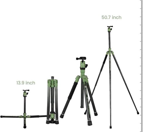 حامل ثلاثي القوائم للسفر من ألياف الكربون من Fotopro X-Aircross 2 مقاس 59 بوصة، لوحة سريعة التحرير برأس سائل بوزن 2.18 رطل، خفيفة الوزن ومحمولة وثابتة، حامل ثلاثي القوائم للسفر لكاميرا DSLR باللون الرمادي in Saudi Arabia