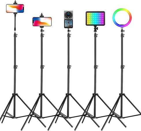 حامل ثلاثي للهاتف الخلوي، حامل ثلاثي القوائم قابل للتعديل مقاس 20 بوصة - 80 بوصة لحامل iPhone للكاميرات ذات رقبة معقوفة وجهاز تحكم عن بعد لتسجيل الفيديو/مدونات الفيديو/البث المباشر/التصوير الفوتوغرافي المتوافق مع معظم الهواتف المحمولة in Kuwait