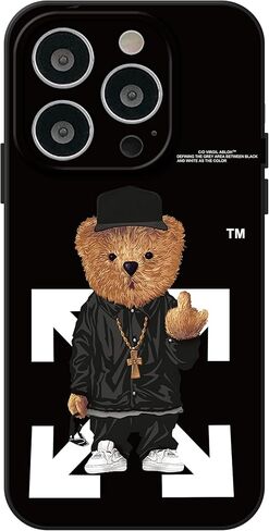 PSUJAO Compatible with Cool iPhone 15 Pro case for Boys,Funny Aesthetic Soft Silicone Gel Rubber Shockproof Cover Full Body Drop Protection (Black, iPhone 15 pro) in Kuwait