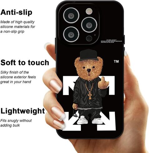 PSUJAO Compatible with Cool iPhone 15 Pro case for Boys,Funny Aesthetic Soft Silicone Gel Rubber Shockproof Cover Full Body Drop Protection (Black, iPhone 15 pro) in Kuwait