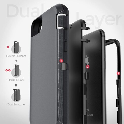 حافظة ORIbox لهاتف iPhone SE 3/2 باللون الأسود، مع حماية من الصدمات في 4 زوايا، حافظة سوداء لهاتف iPhone 8/7 للنساء والرجال والفتيات والأولاد والأطفال، حافظة لهاتف iPhone SE باللون الأسود in Kuwait