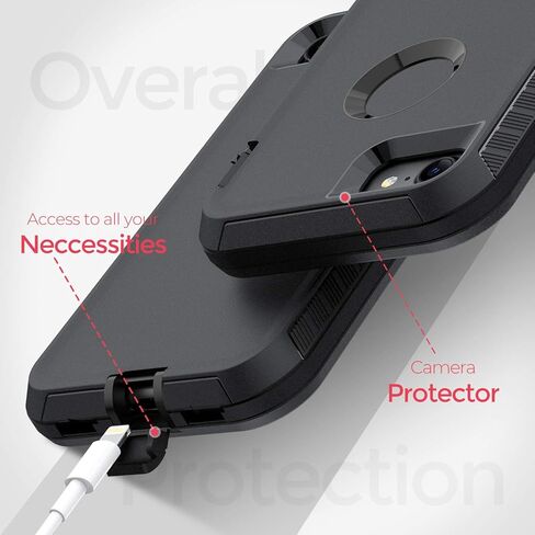 حافظة ORIbox لهاتف iPhone SE 3/2 باللون الأسود، مع حماية من الصدمات في 4 زوايا، حافظة سوداء لهاتف iPhone 8/7 للنساء والرجال والفتيات والأولاد والأطفال، حافظة لهاتف iPhone SE باللون الأسود in Kuwait