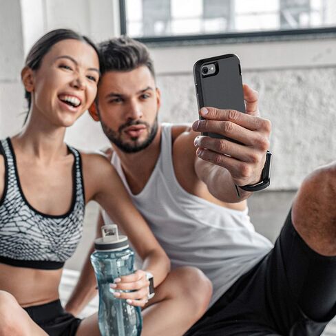 حافظة ORIbox لهاتف iPhone SE 3/2 باللون الأسود، مع حماية من الصدمات في 4 زوايا، حافظة سوداء لهاتف iPhone 8/7 للنساء والرجال والفتيات والأولاد والأطفال، حافظة لهاتف iPhone SE باللون الأسود in Kuwait