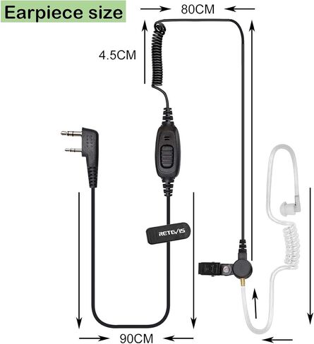 Retevis Security Covert Tube Two Way Radio Earpiece 2 Pin,Coil Tube,Compatible RT22 RT21 RT68 RT22S RT19 RT18 RT15 Baofeng UV-5R Walkie Talkie,Walkie Talkie Earpiece with Mic(1 Pack) in Saudi Arabia