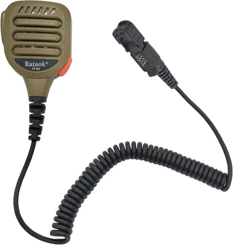 Rataok IP65 Waterproof Shoulder Mic Motorola Microphone for Radio Xpr 3500e with 3.5mm Audio Walkie Talkie Speaker Microphone Compatible with Motorola xpr3300e 3500e (Color Dark Tan Kaki) in Kuwait