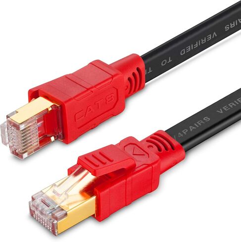كابل إيثرنت مسطح Mofa هرتز Cat8 بطول 10 أقدام، 26AWG Cat 8 LAN كبل شبكة 40 جيجابت في الثانية 2000 ميجاهرتز عالي السرعة جيجابت احترافي بريميوم SFTP كابل إنترنت متوافق مع Cat7/Cat5/Cat5e/Cat6/Cat6e in Kuwait