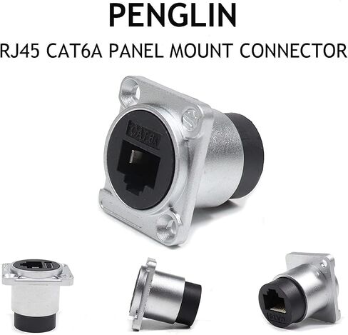 PENGLIN 2 قطعة موصل تثبيت لوحة RJ45 من النوع D، حاجز كابل شبكة محلية إيثرنت CAT6A/6/5E/5، مقاوم للماء RJ45 مثبت على اللوحة مع غطاء مقاوم للماء/الغبار in Kuwait