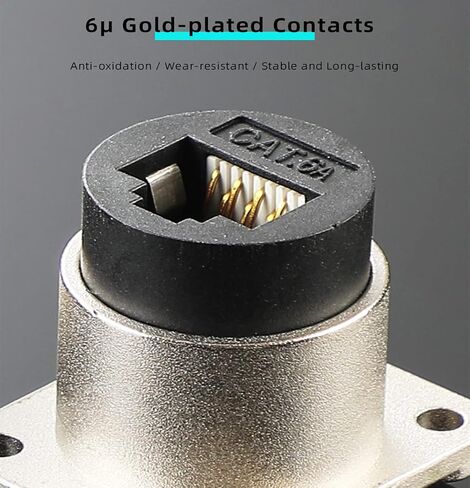 PENGLIN 2 قطعة موصل تثبيت لوحة RJ45 من النوع D، حاجز كابل شبكة محلية إيثرنت CAT6A/6/5E/5، مقاوم للماء RJ45 مثبت على اللوحة مع غطاء مقاوم للماء/الغبار in Kuwait