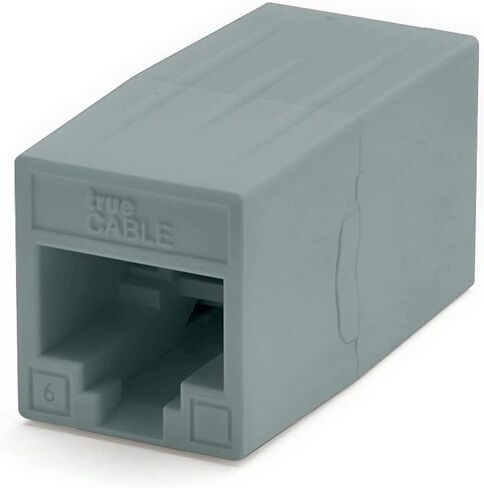 قارنة التوصيل المضمنة trueCABLE Cat6، غير محمية (UTP)، PoE++ (4PPoE)، مدرجة في قائمة UL، معتمدة من ETL، ANSI/TIA 568-2.D متوافقة مع أداء Cat 6، قارنات توصيل RJ45 من أنثى إلى أنثى، رمادي، 12 حزمة in Kuwait