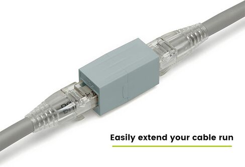 قارنة التوصيل المضمنة trueCABLE Cat6، غير محمية (UTP)، PoE++ (4PPoE)، مدرجة في قائمة UL، معتمدة من ETL، ANSI/TIA 568-2.D متوافقة مع أداء Cat 6، قارنات توصيل RJ45 من أنثى إلى أنثى، رمادي، 12 حزمة in Kuwait