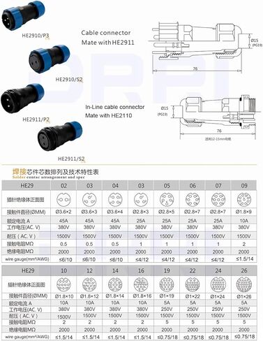 DRRI HE29 7pin 28mm السيارات البلاستيك مقاوم للماء ذكر التوصيل موصل مقبس أنثى الكهربائية (7 دبوس) in Kuwait