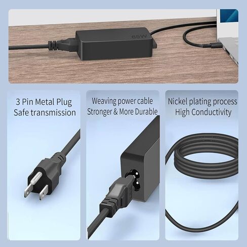 شاحن كمبيوتر محمول USB C لشاحن الكمبيوتر المحمول Lenovo Yoga/Thinkpad/Chromebook شاحن بديل لشاحن الكمبيوتر المحمول Lenovo 65 وات نوع C شاحن كمبيوتر USB C مزود طاقة in Saudi Arabia