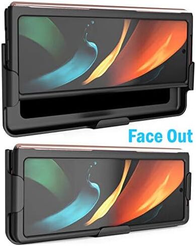 حافظة مع مشبك لهاتف Galaxy Z Fold 2، هاتف Nakedcellphone [أحمر] غطاء صلب نحيف ذو نسيج شبكي وحامل عرض بحزام مخصص لهاتف Samsung Galaxy Z Fold 2 5G (SM-F916) in Saudi Arabia