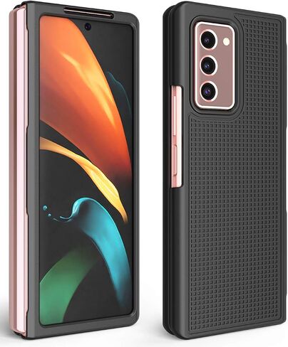 حافظة مع مشبك لهاتف Galaxy Z Fold 2، هاتف Nakedcellphone [أحمر] غطاء صلب نحيف ذو نسيج شبكي وحامل عرض بحزام مخصص لهاتف Samsung Galaxy Z Fold 2 5G (SM-F916) in Saudi Arabia
