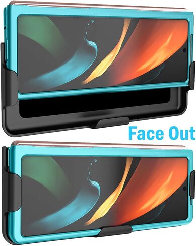 Case with Clip for Galaxy Z Fold 2, Nakedcellphone [Red] Grid Texture Slim Hard Cover and Custom Belt Hip Holster Holder View Stand Combo for Samsung Galaxy Z Fold 2 5G Phone (SM-F916) in Kuwait