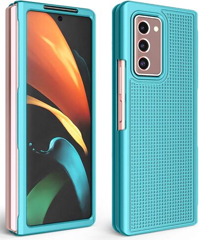 Case with Clip for Galaxy Z Fold 2, Nakedcellphone [Red] Grid Texture Slim Hard Cover and Custom Belt Hip Holster Holder View Stand Combo for Samsung Galaxy Z Fold 2 5G Phone (SM-F916) in Kuwait