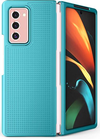 Case with Clip for Galaxy Z Fold 2, Nakedcellphone [Red] Grid Texture Slim Hard Cover and Custom Belt Hip Holster Holder View Stand Combo for Samsung Galaxy Z Fold 2 5G Phone (SM-F916) in Kuwait