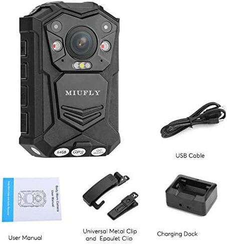 كاميرا MIUFLY 1296P للشرطة مع شاشة عرض 2 بوصة، رؤية ليلية، ذاكرة مدمجة 128 جيجا ونظام تحديد المواقع لإنفاذ القانون in Kuwait
